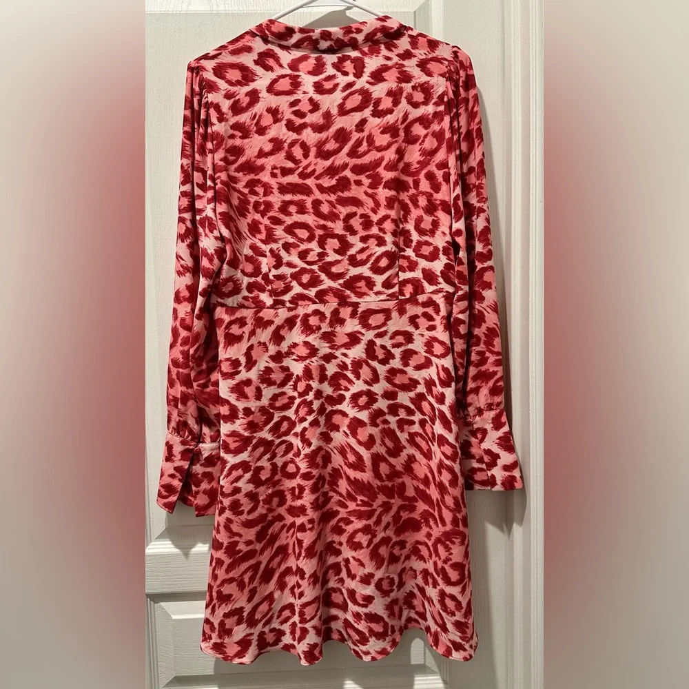 Kate Spade Long Sleeve Panthera Animal Print Button Front Shirtdress in Pinkish